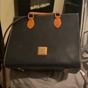 Dooney & Bourke Black and Tan Structured Shoulder Bag
